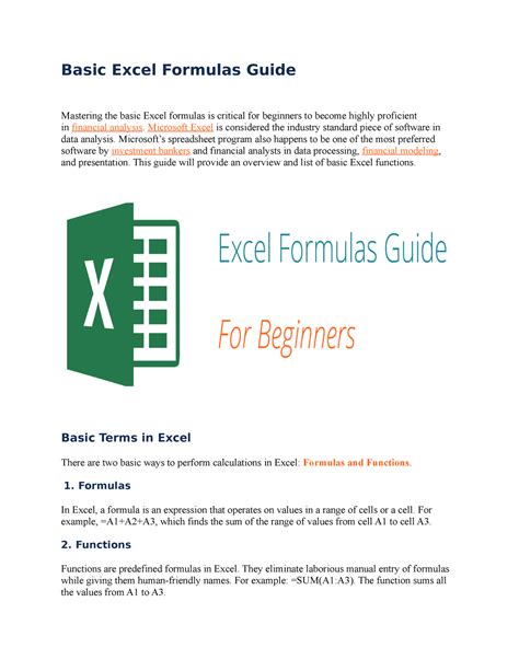 Image result for Basic Formulas in Microsoft Excel
