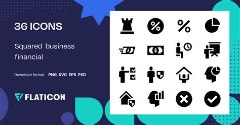 Squared business financial Icon Pack | 36 .SVG Icons