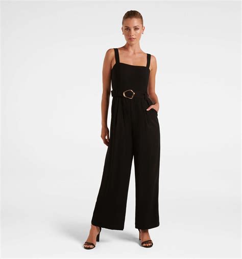 Buy Black Miana Square Neck Jumpsuit - Forever New