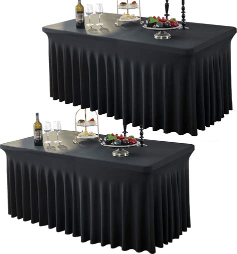 Amazon.com: Htper 2 Pack Black Spandex Tablecloths for 4 ft Rectangle ...