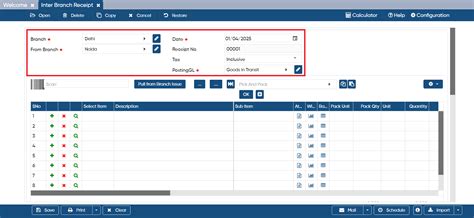 Inter Branch Receipt