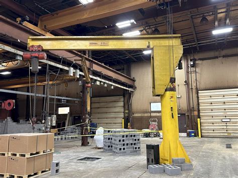3 TON X 16′ X 15′ H GORBELL FREE STANDING JIB CRANE W/ HOIST & POWER ...
