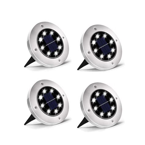 Dersoy 8 LED Solar Ground Lights Outdoor, Solar Powered In Ground ...