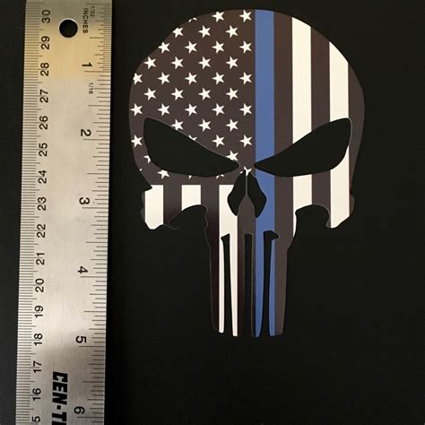 Punisher Blue Lives Matter Flag Police Die Cut Decal Sticker Car Truck ...