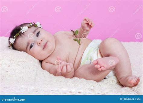 Cute, Pretty, Happy, Chubby Baby Girl, or with Diaper or Nappy Stock ...