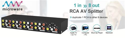 Buy Suckoo 8 Port 3RCA AV Audio Video Cable Splitter 1 in 8 Out 1 in 4 ...