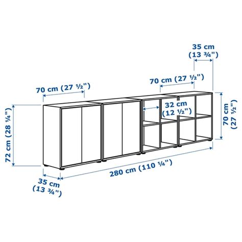 EKET cabinet combination with feet, white, 280x35x72 cm (1101/4x133 ...