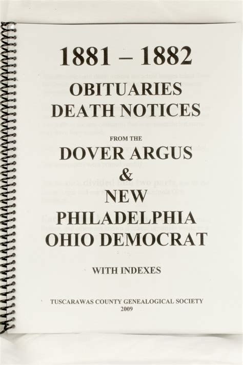 OBITUARY EXCERPTS 1881 - 1882 - Tuscarawas County Genealogical Society