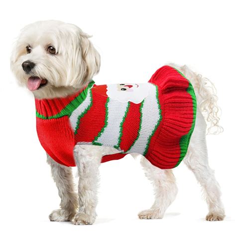 ABRRLO Dog Christmas Jumpers Santa Claus Xmas Dog Sweaters Dress ...
