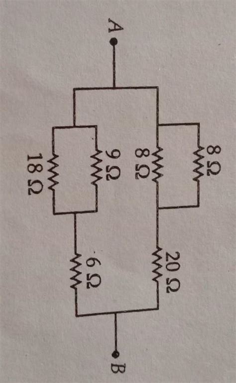 . The equivalent resistance between the pointsA and B as shown in the ...