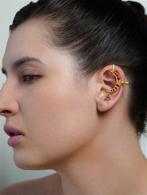 Ruby Crescent Ear Cuff Earrings – AGASHE