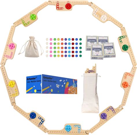 Amazon.com: Grhonior 10 Players Marbles and Jokers Board Game Pegs and ...