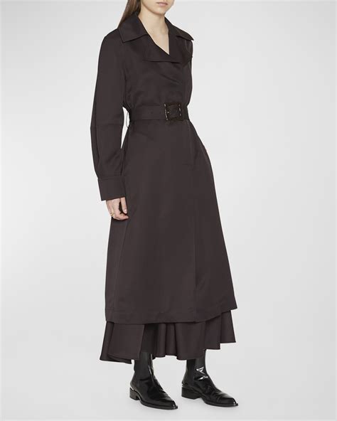 LAPOINTE Metallic Silk Belted Trench Coat | Neiman Marcus