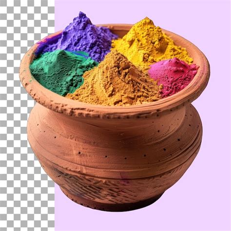 Mud pot full of colorful powders transparent background png cut out ...