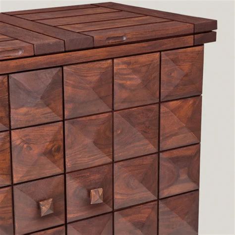 Luxury Sheesham Wood Expandable Modern Diamond Bar Cabinet – Induscraft