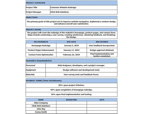 Image result for Statement of Work It Example