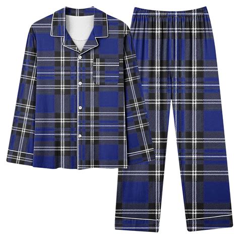 FAIWAD Womens Plaid Pajama Sets Long Sleeve Lapel Shirt and Pajamas ...