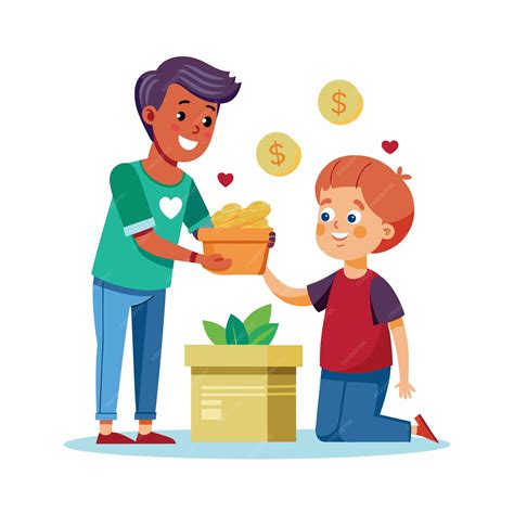 A boy giving a gift to a boy with a box of gold coins | Premium AI ...