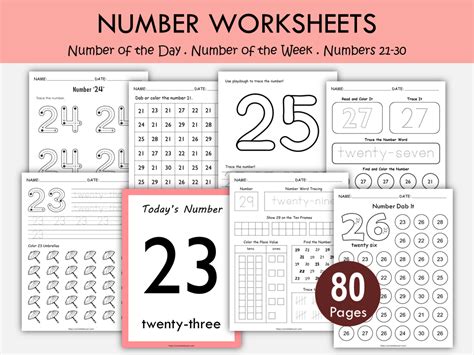 Numbers 21-30 Worksheets for Kindergarten, Preschool Math Workbook, Nu ...