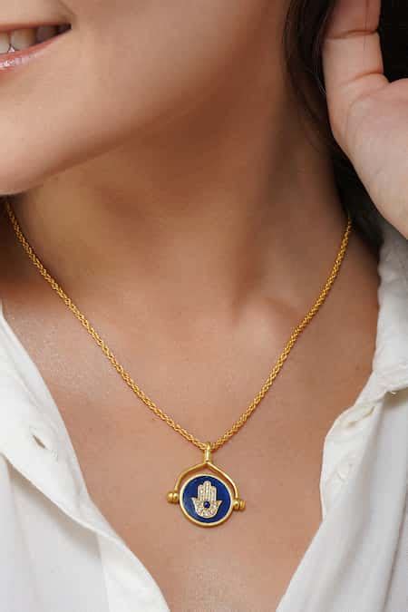 Buy Gold Plated Cubic Zirconia Evil Eye And Hamsa Hand Embellished ...