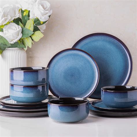Amazon.com | LeRatio Ceramic Dinnerware Sets for 4,Porcelain Plates and ...