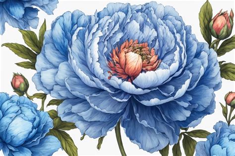 Moutan Peony Blue Flower Watercolor Graphic by Ariyan Store · Creative ...