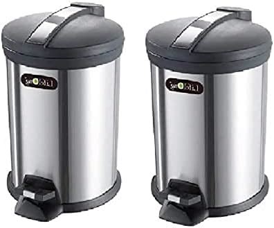 Cookaid Dustbin for Kitchen 5L Stainless Steel Plain Dustbin with Foot ...