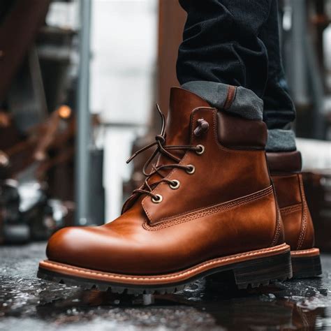 Brown Leather Appoggio Ankle Rugged Lace Up Combat Hiking Boots with C ...