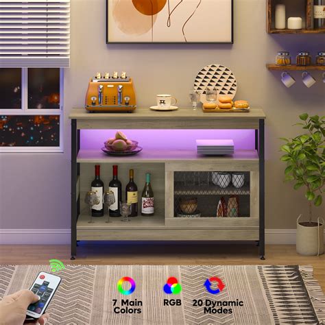 Buy Farmhouse Buffet Cabinet Coffee bar with LED Decor Coffee Bar Table ...
