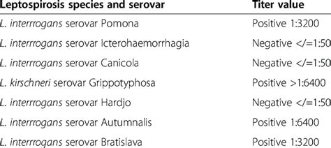 Microscopic agglutination test results | Download Table