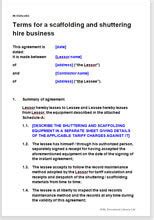 Terms for a scaffolding and shuttering hire business
