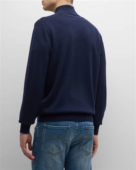 Brunello Cucinelli Men's Cashmere Quarter-Zip Sweater | Neiman Marcus