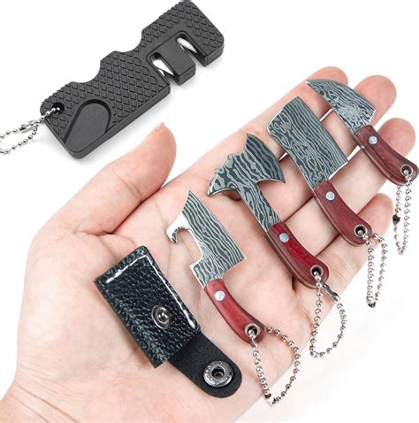 Amazon.com: BeautyChen Damascus Mini Knife Set Tiny Knives with Sheaths Chef Knife EDC Knives ...