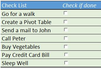 Image result for Excel Check Box List Plus Custom