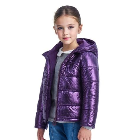 Girls Winter Puffer Jacket Kids Hooded Quilted Coat Warm Lightweight ...