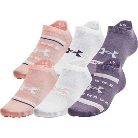 Under Armour Essential (6 Pack) Womens No Show Socks - Pink – Start Fitness