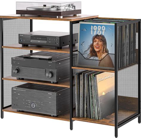 Amazon.com: Media Console Table Stereo Stand Cabinet with Turntable ...