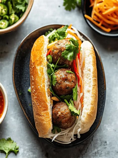 Irresistible Vegan Banh Mi with Lemongrass Meatballs Delight