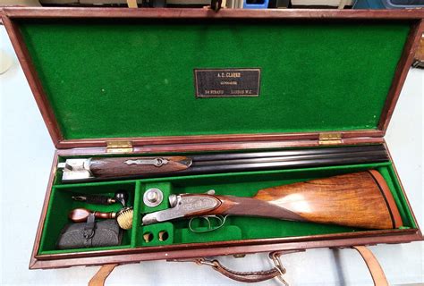 A E Clarke English 12 ga Side by Side Shotgun in Case