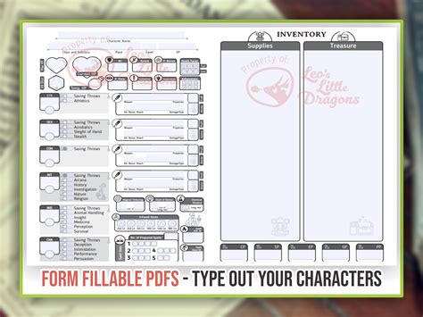 D&D 5e Artificer Character Sheet, Blueprint - Fillable PDF – Armor ...