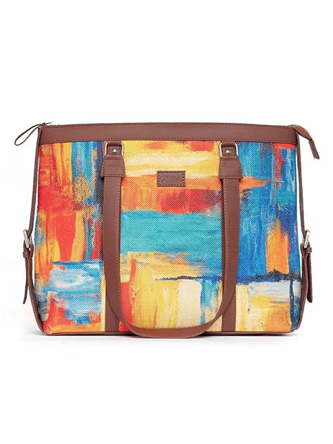 ZOUK Multicolor Abstract Printed Handmade Vegan Leather Women's Office ...