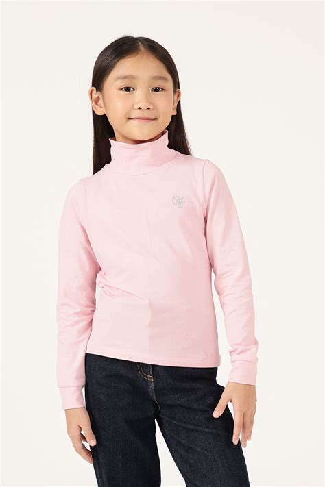 Pink Girls High Neck Cotton T-shirt – Everyday Wear | OneFriday