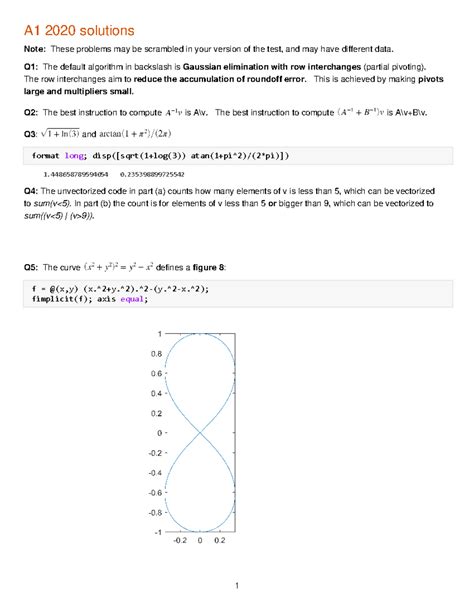 A1 2020 solutions - NumMeth 262 - A1 2020 Memo Stellenbosch University - A1 2020 solutions Note ...