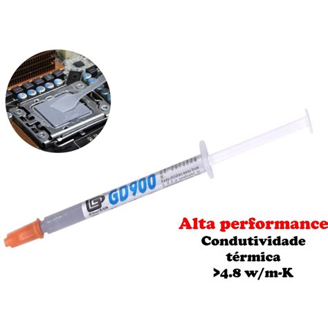 Pasta térmica prata GD900 1g para processadores de computadores, vídeo games, etc... - Escorrega ...