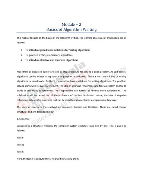 1467027105 Q1-etext-module 3 - Module – 3 Basics of Algorithm Writing ...