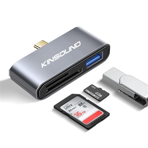 Kinsound 3 in 1 USB C to SD/TF Card Reader with Type-C, SD, TF & USB ...