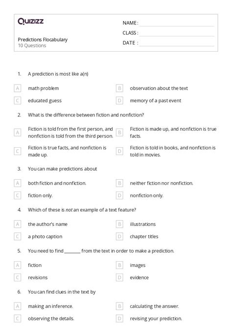 50+ Making Predictions in Nonfiction worksheets for 6th Class on ...