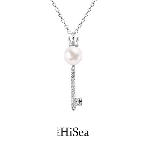 HISEA official natural pearl pendant design sense necklace clavicle ...