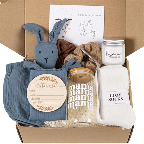 New Mom Gifts & Baby Shower Gifts for Boys, 7-Piece New Mom Gift Basket ...