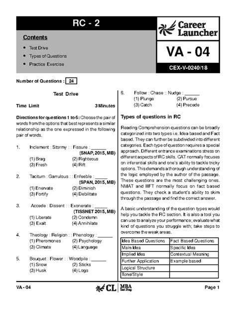 VA-04 RC 2 Types of Questions with Solutions - VA - 04 Page 1 RC - 2 ...